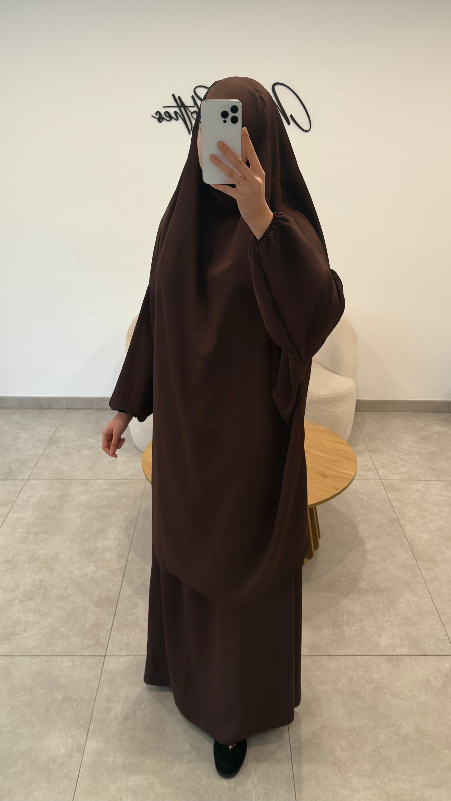 JILBAB JUPE EN SOIE DE MEDINE MARRON