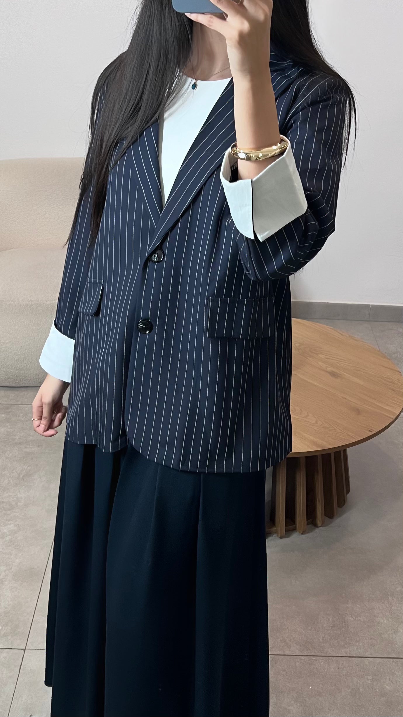 BLAZER BLEU MARINE À RAYURE