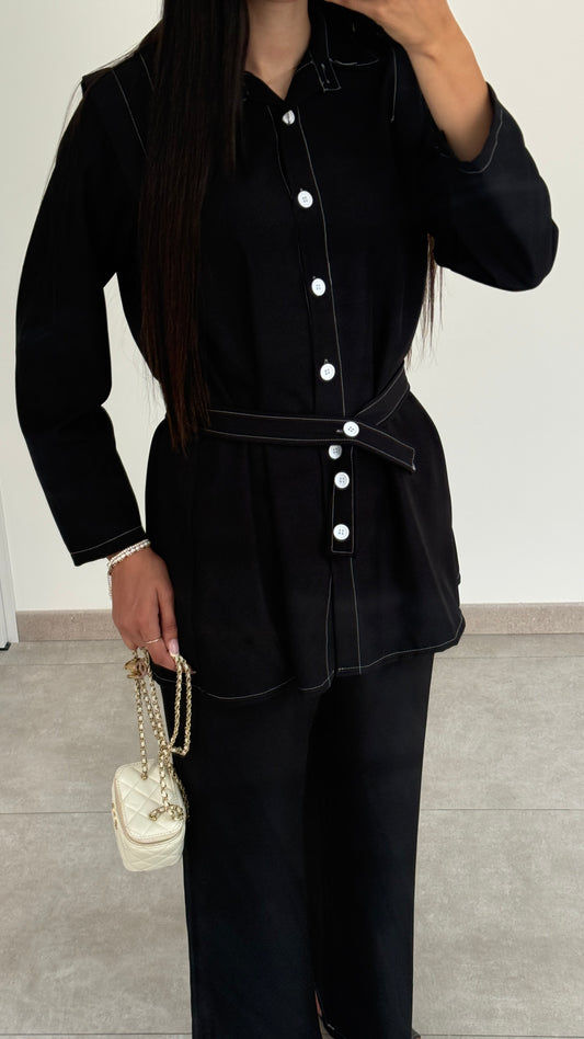 ENSEMBLE AVEC BOUTON - NOIR