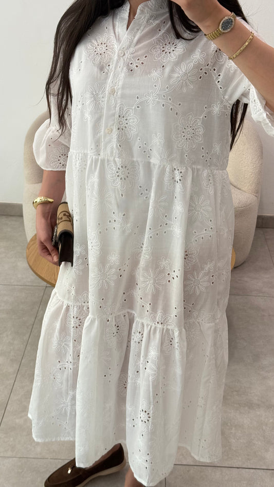 ROBE A FLEUR EN COTON - BLANC