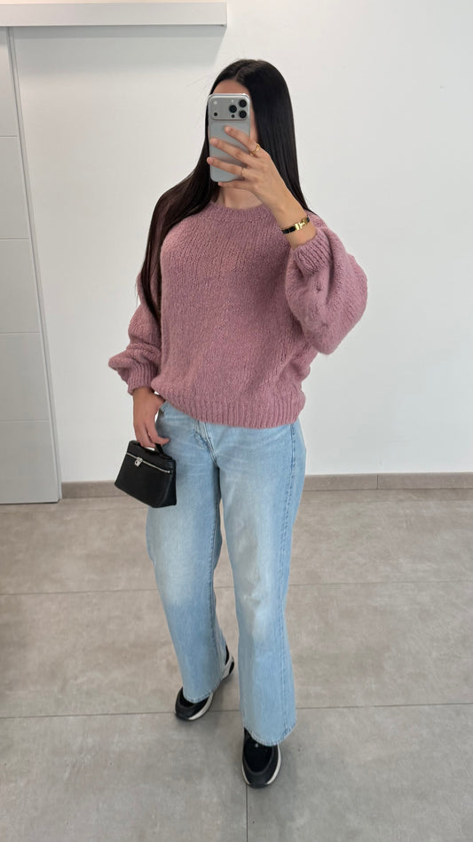 PULL MANCHES BALLON - ROSE