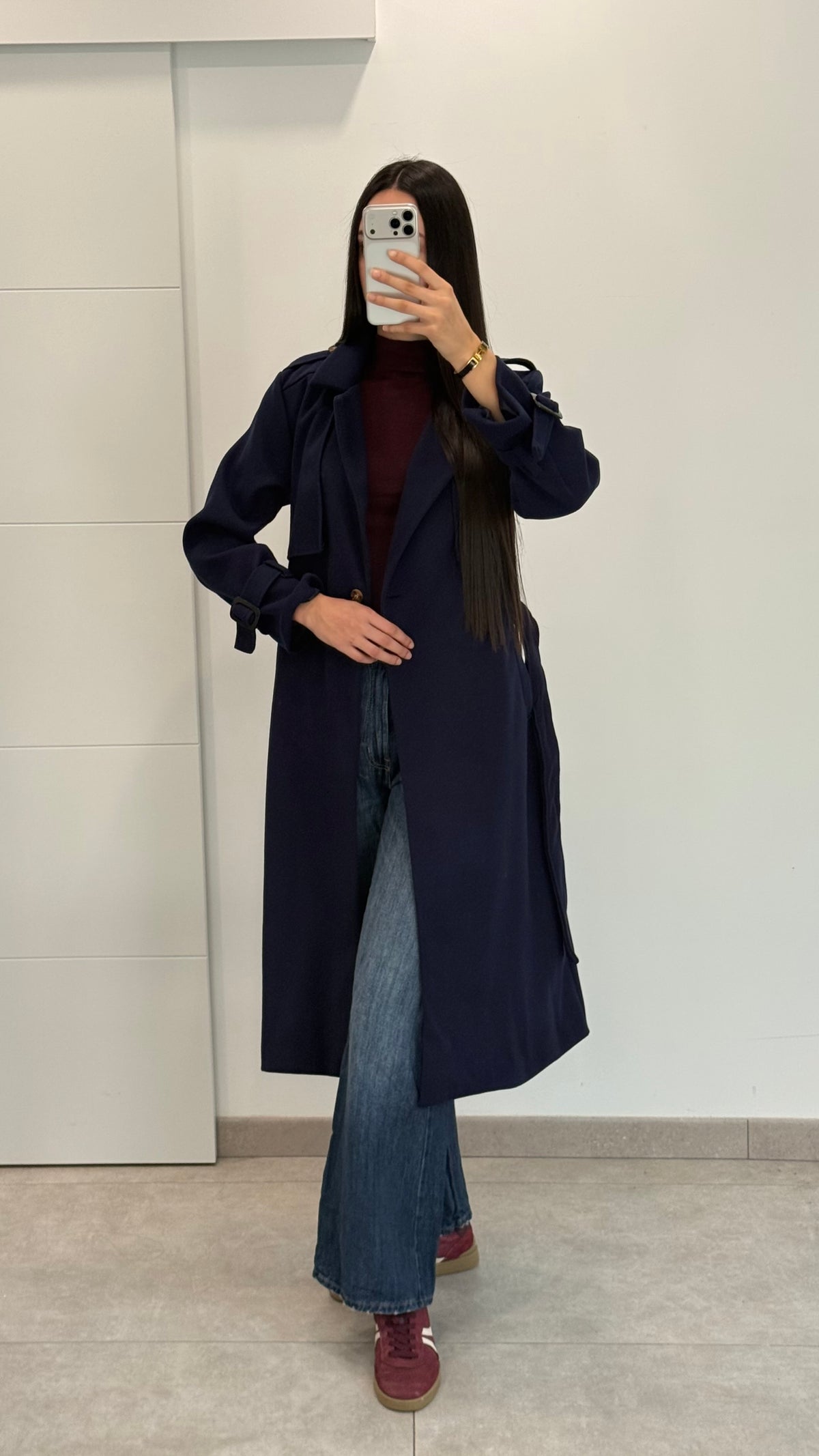 MANTEAU LONG - BLEU MARINE