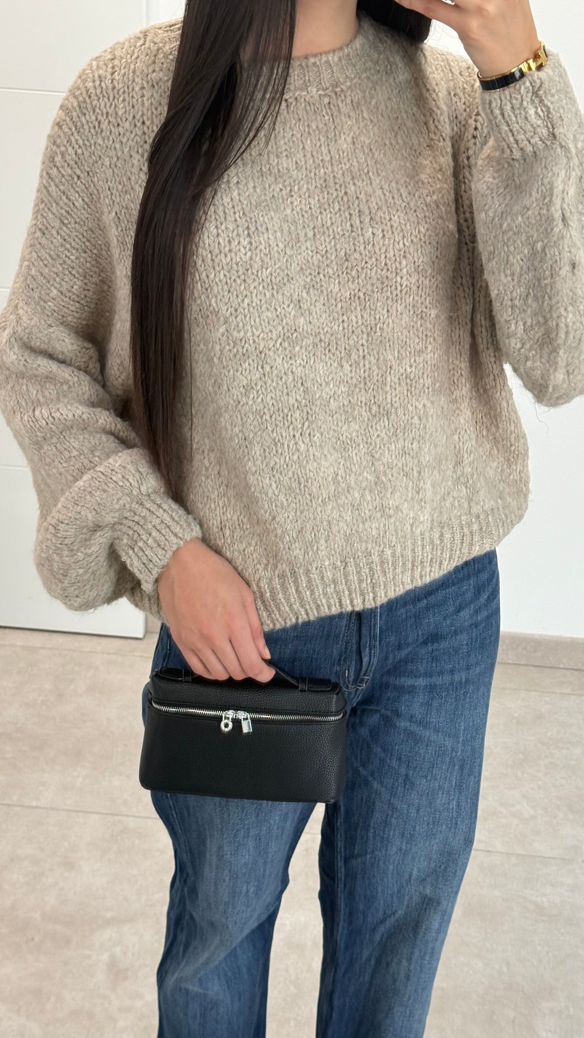PULL MANCHES BALLON - TAUPE