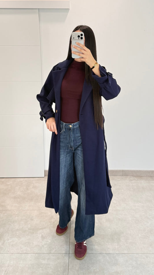 MANTEAU LONG - BLEU MARINE