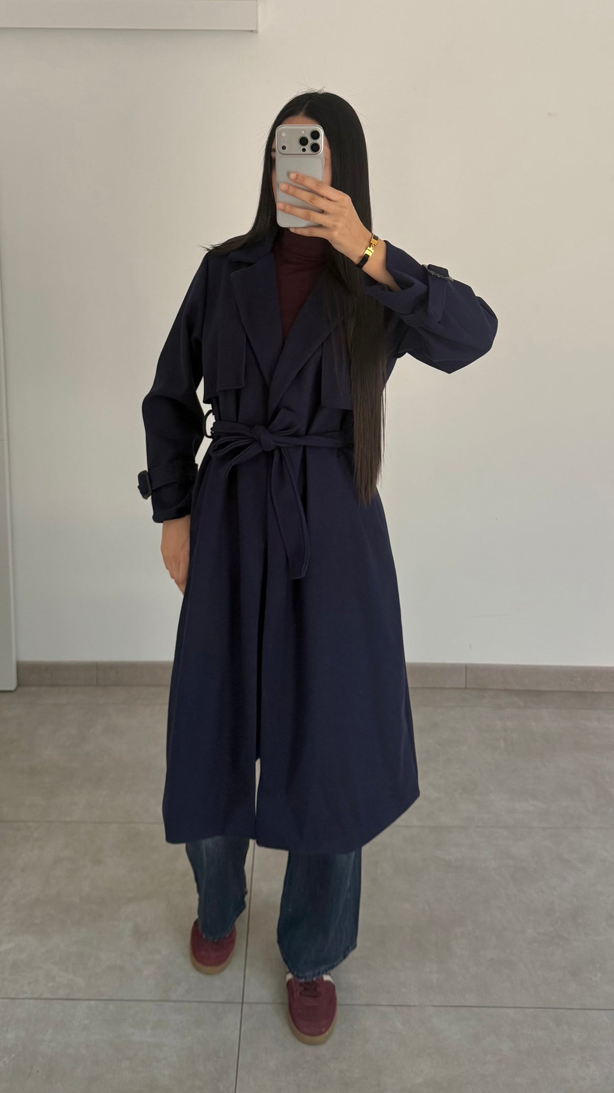 MANTEAU LONG - BLEU MARINE