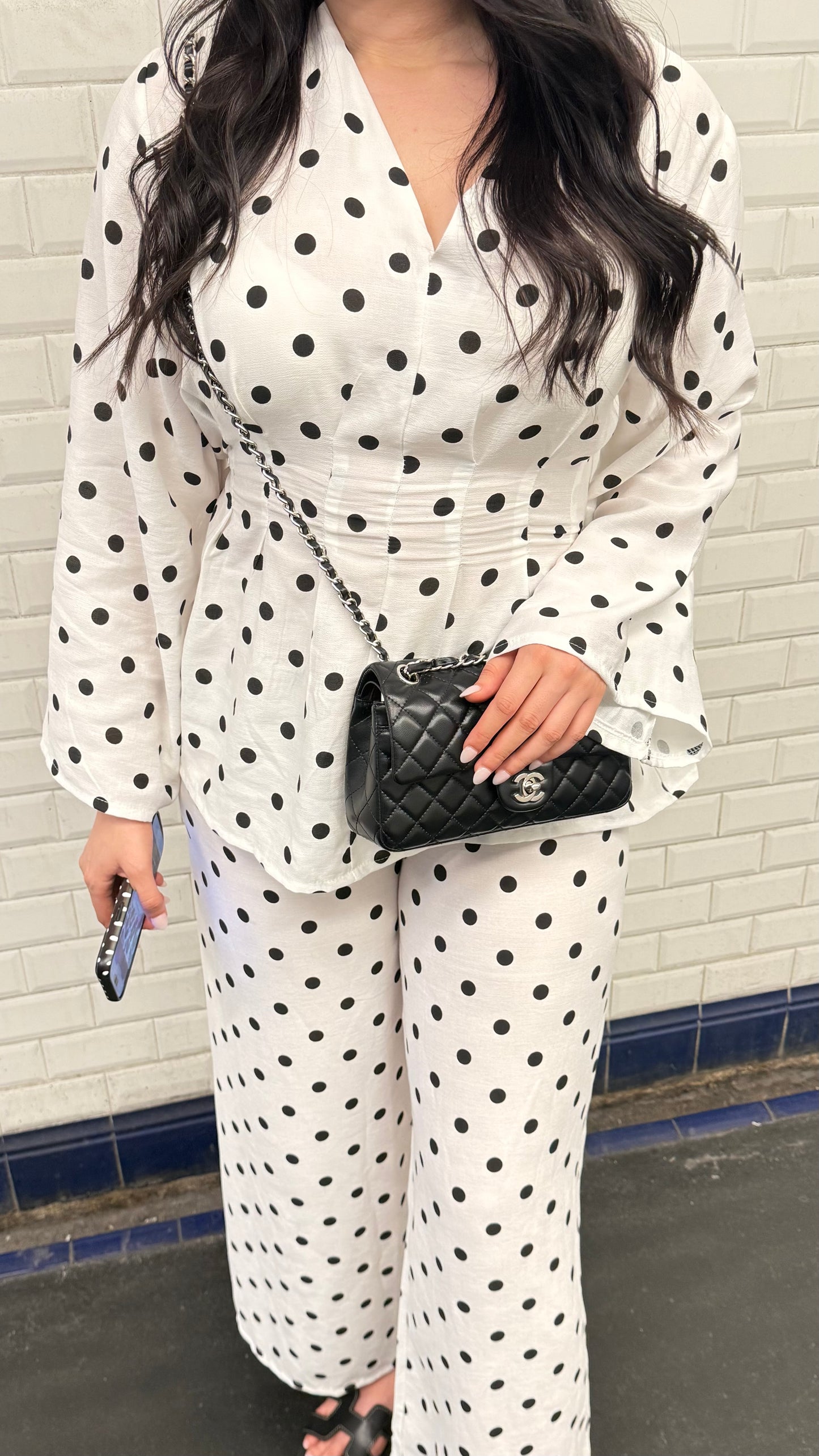 ENSEMBLE À POIS - BLANC/NOIR