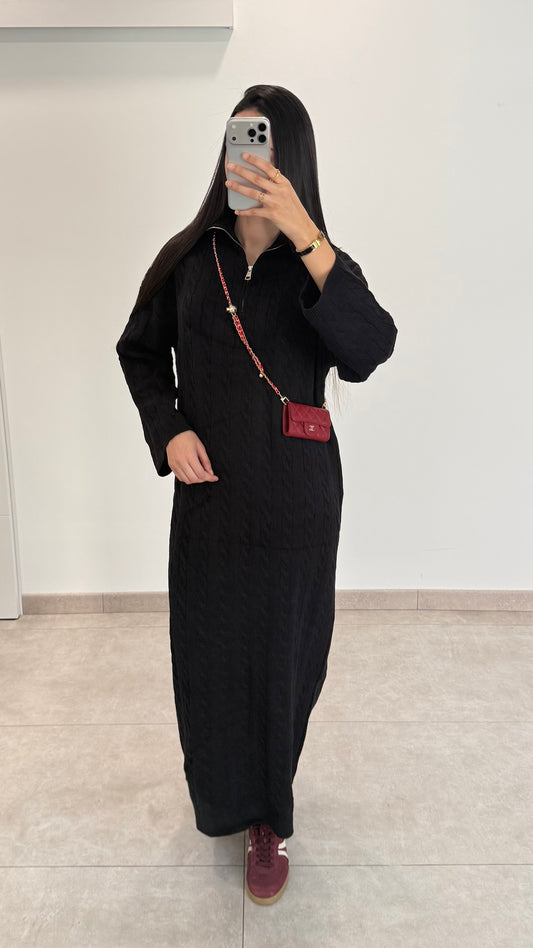 ROBE PULL TRÉSSÉ - NOIR