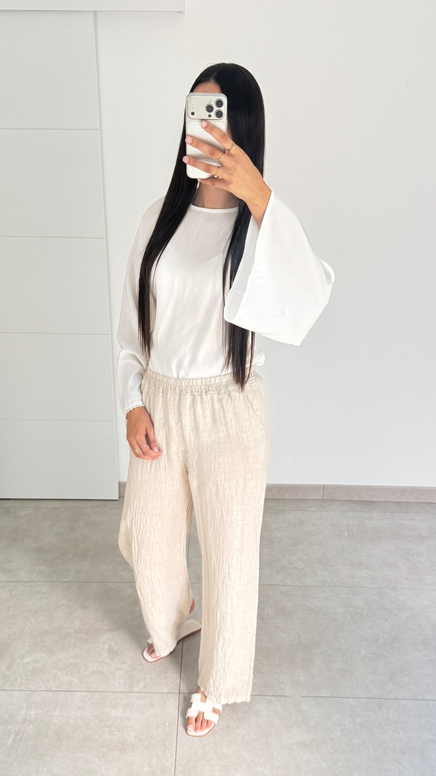 PANTALON EN LIN - BEIGE
