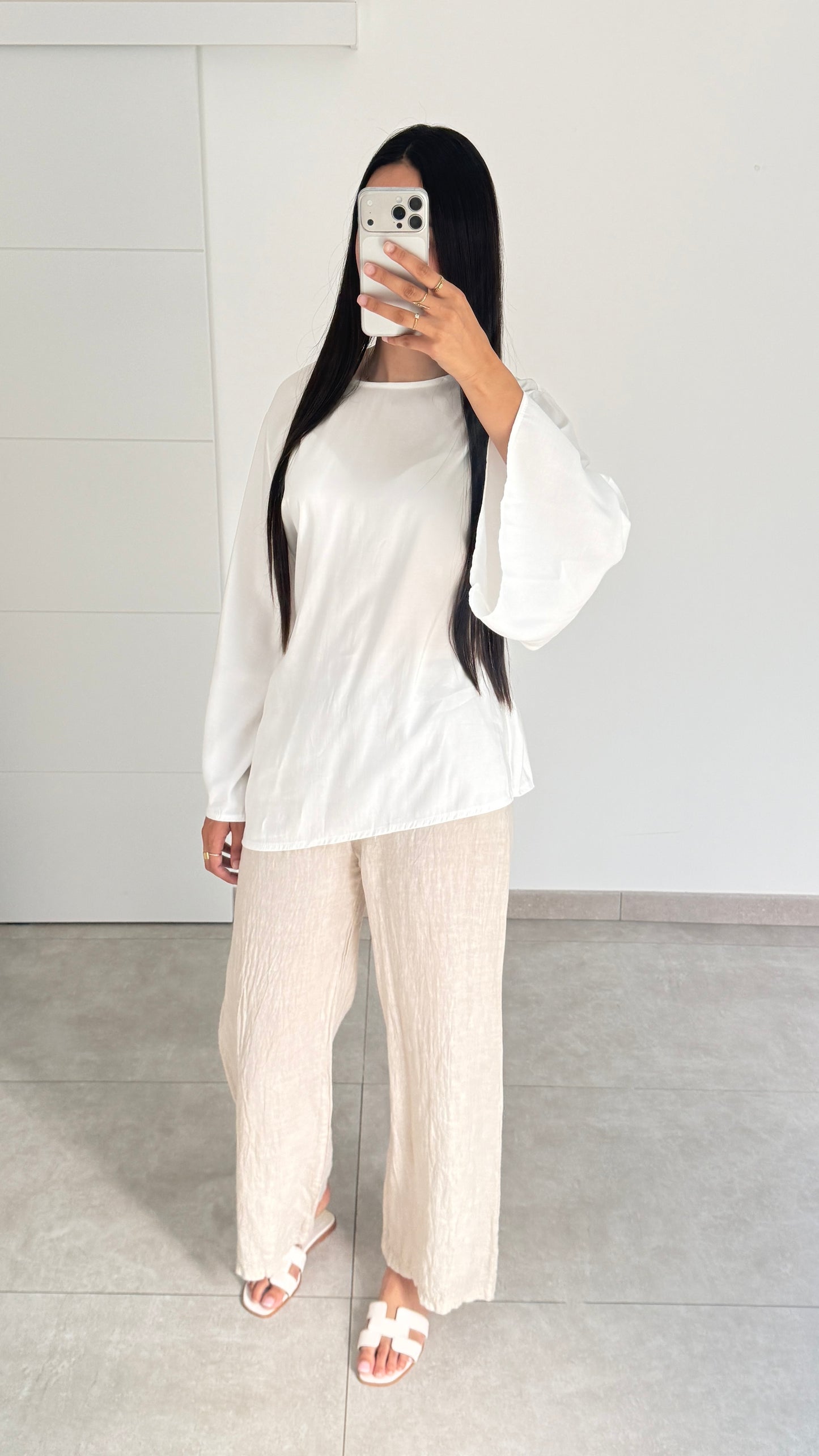 PANTALON EN LIN - BEIGE