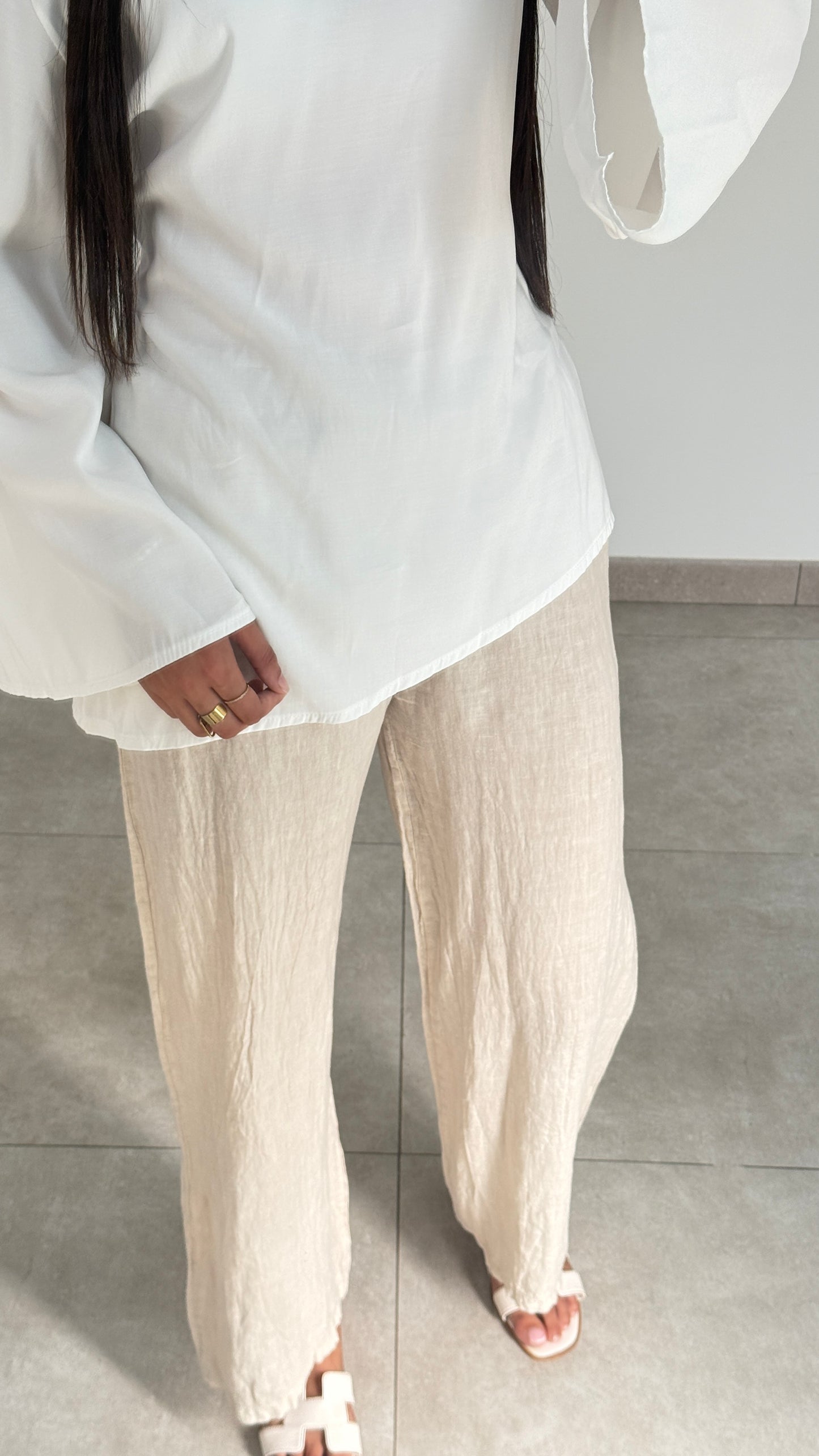 PANTALON EN LIN - BEIGE