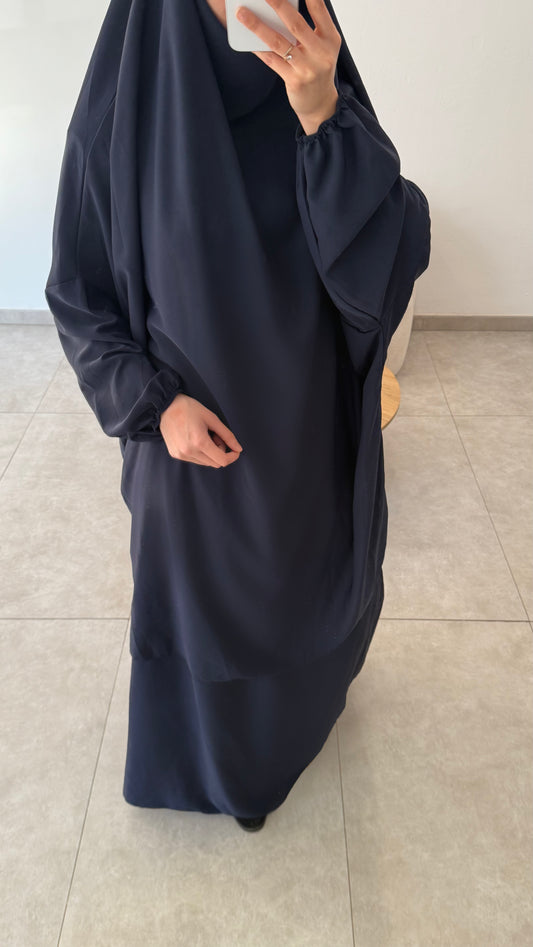 JILBAB JUPE EN SOIE DE MEDINE - BLEU MARINE