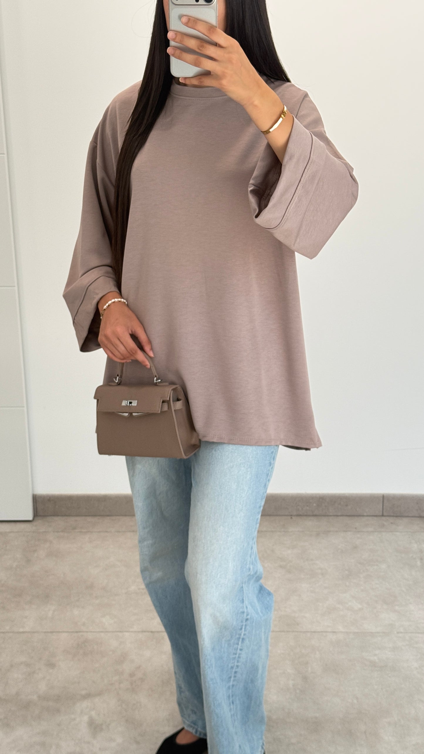 T-SHIRT ESSENTIEL MANCHES 3/4 - TAUPE