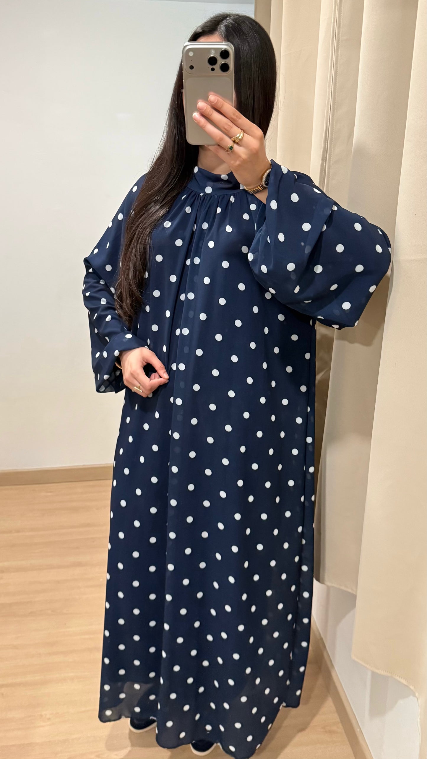 ROBE A POIS - BLEU MARINE