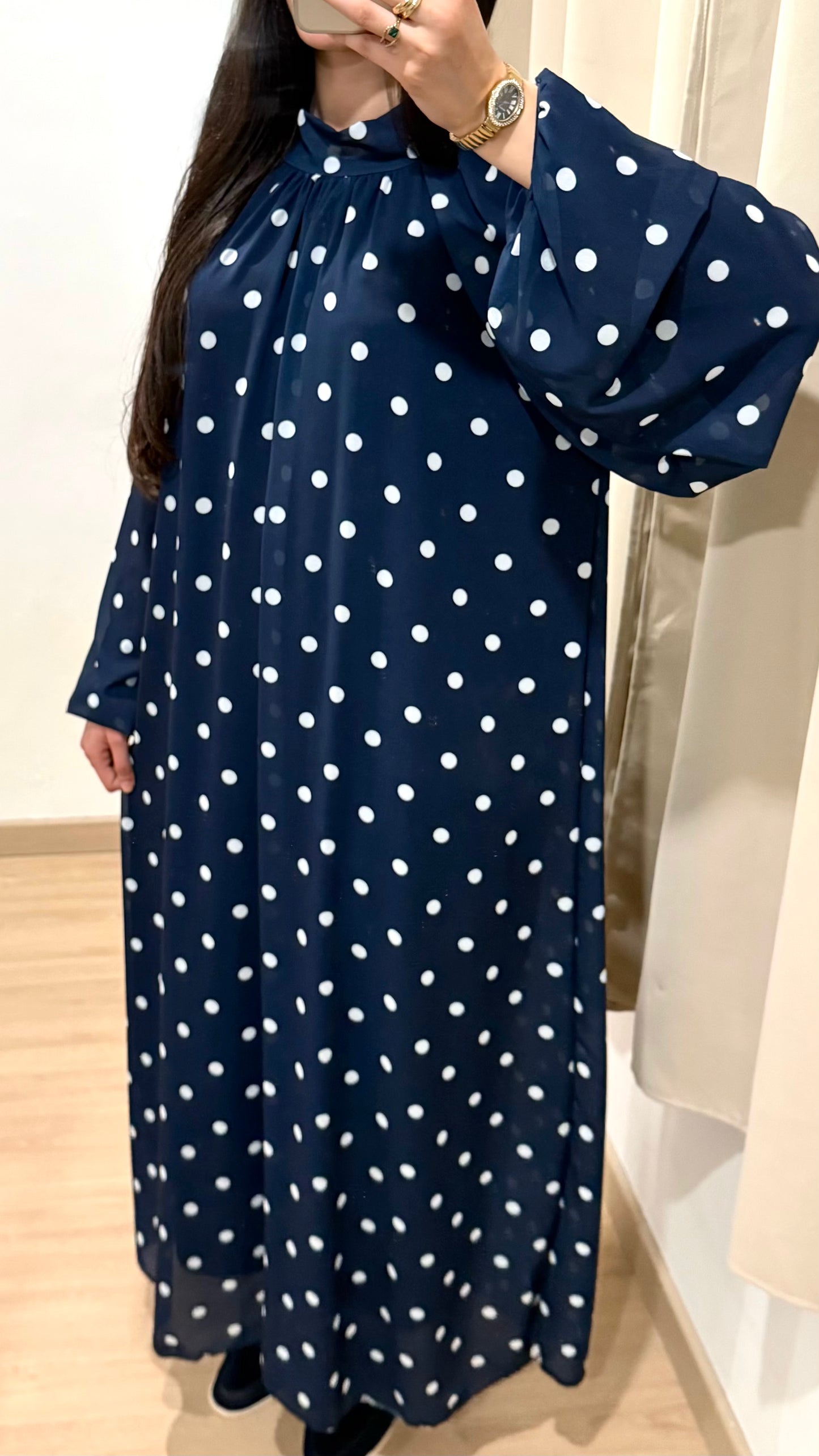 ROBE A POIS - BLEU MARINE