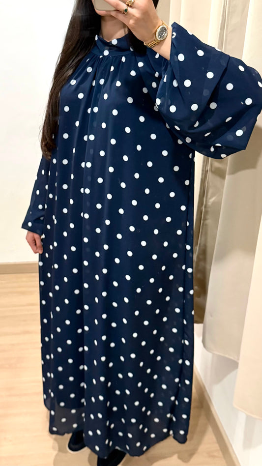 ROBE A POIS - BLEU MARINE