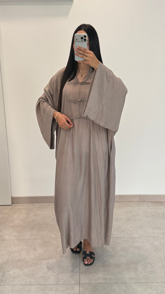 ROBE STYLE ASIATIQUE À BOUTONS - TAUPE
