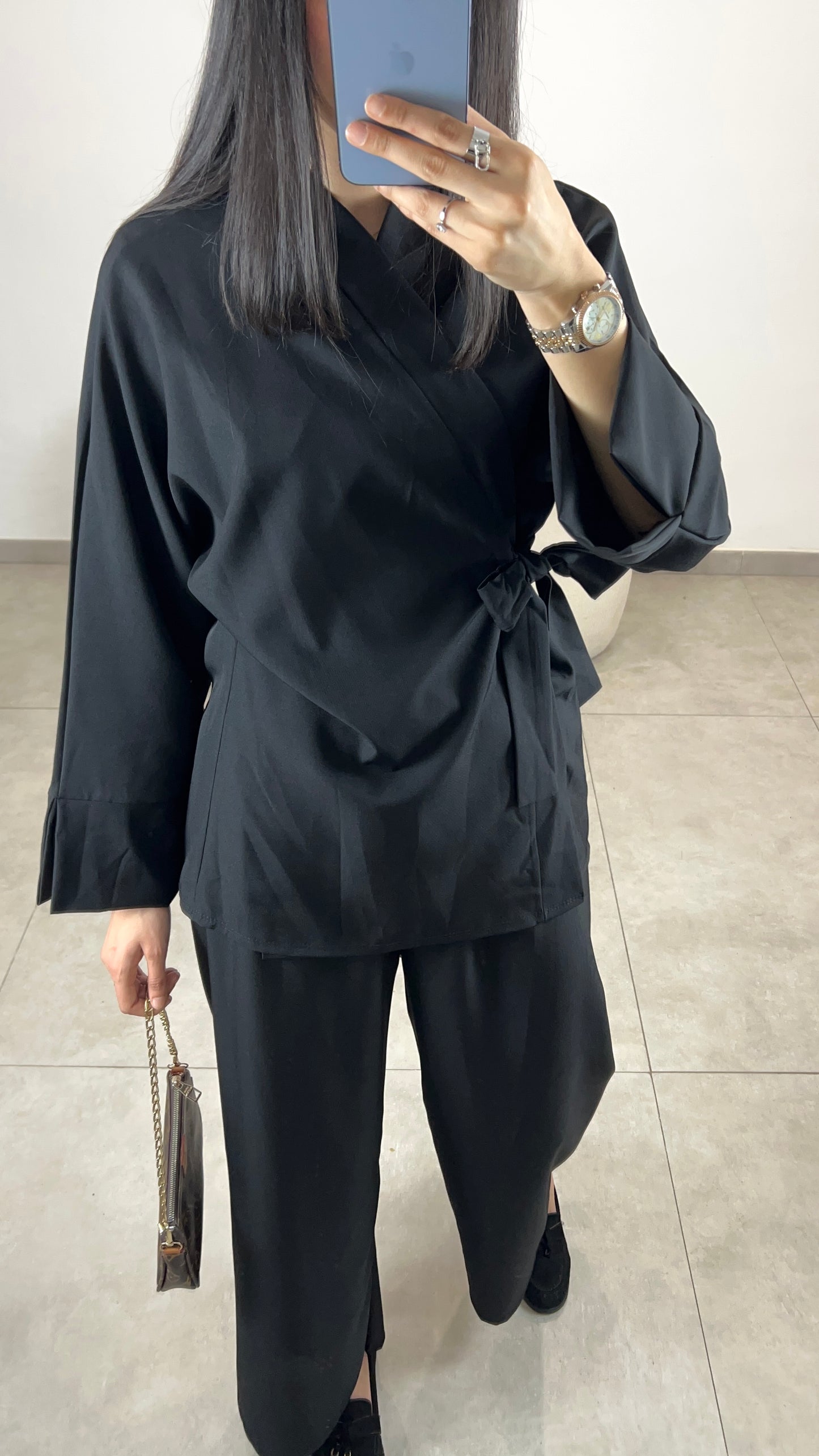 Conjunto de kimono azul marino