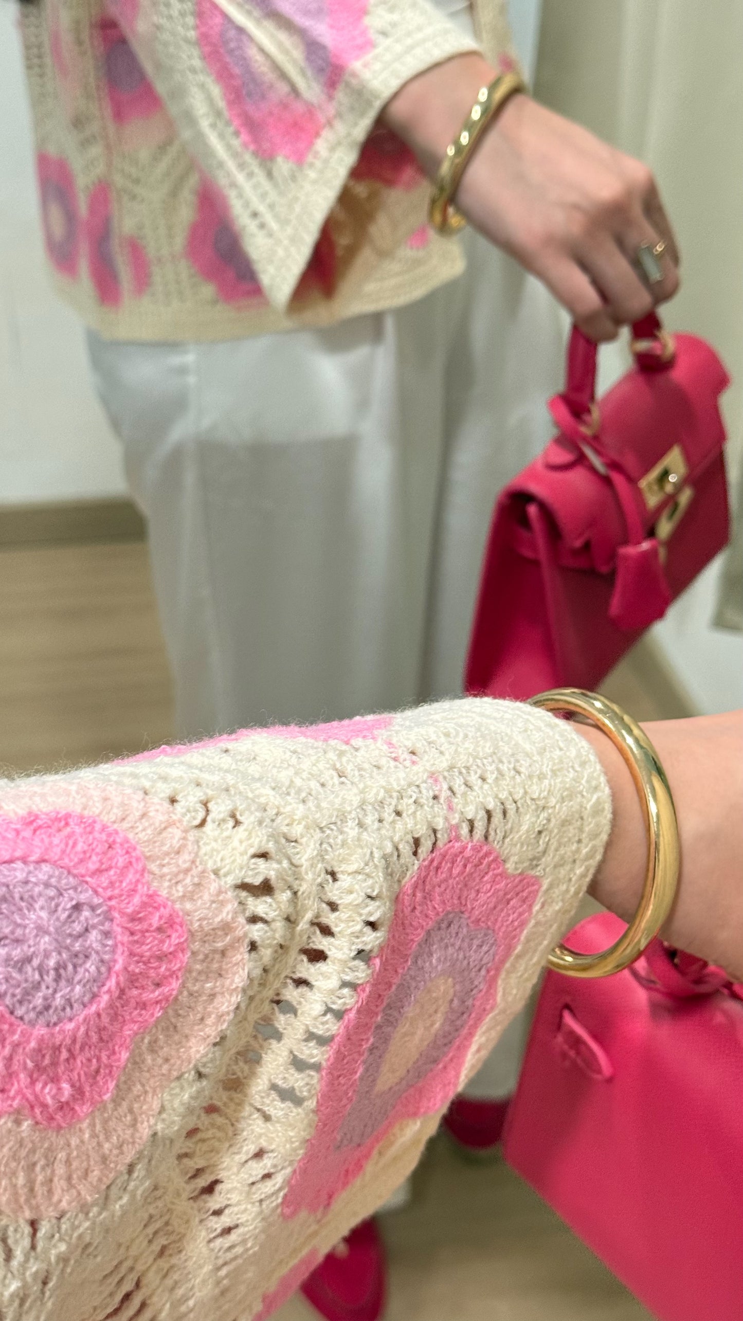 GILET CROCHET - ROSE