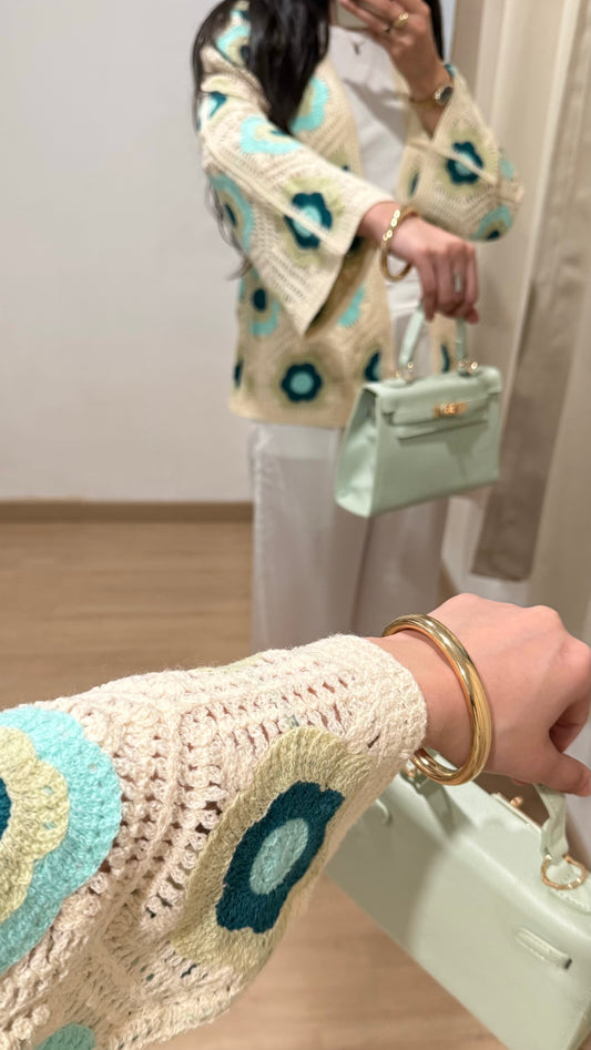 GILET CROCHET - VERT D'EAU