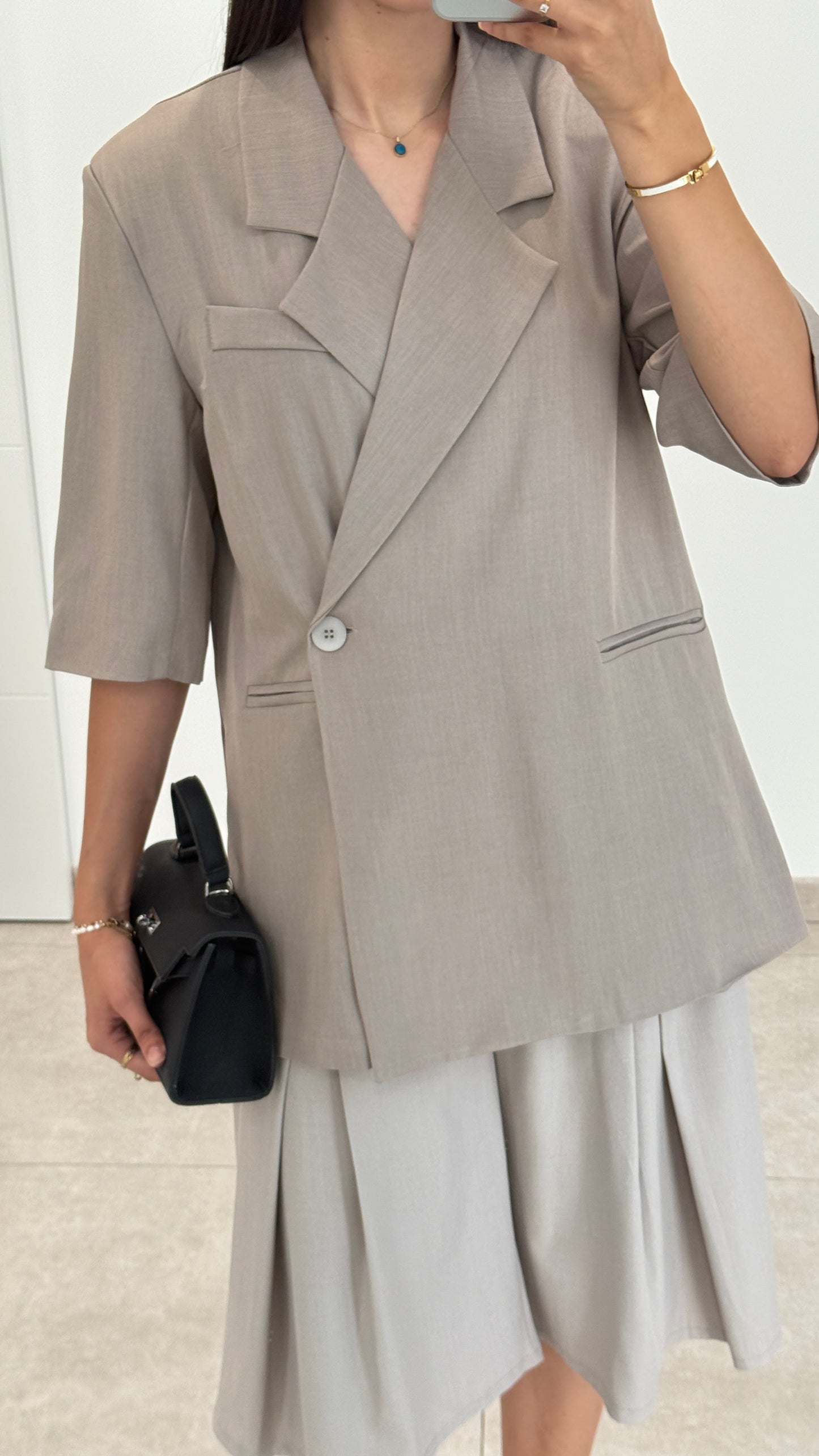 BLAZER CROISÉ OVERSIZE - TAUPE
