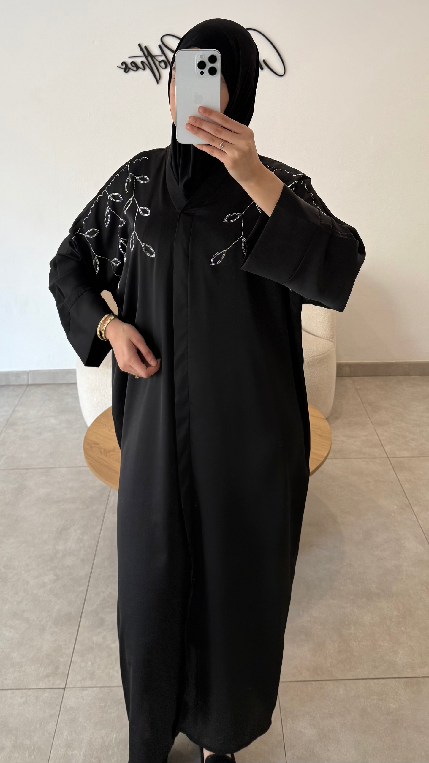 ABAYA DIAMANTES - NEGRO