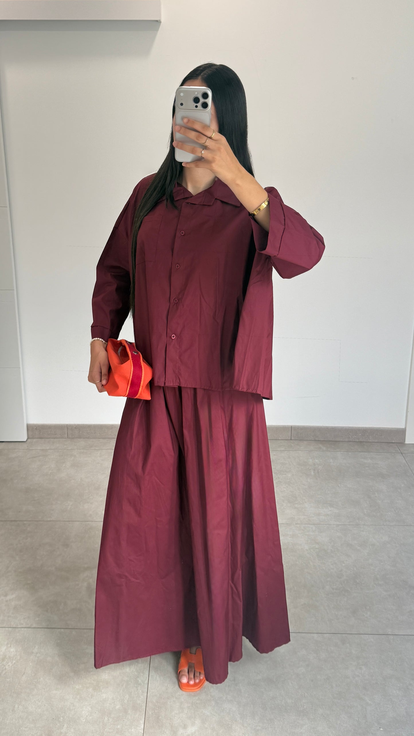 ENSEMBLE PANTALON EN COTON - BORDEAUX