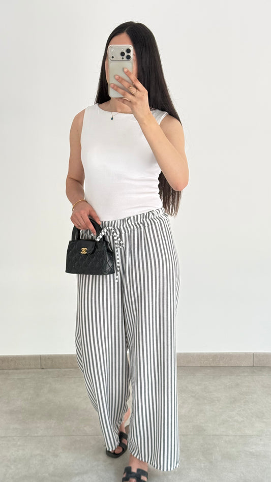 PANTALON À RAYURE FINE - NOIR