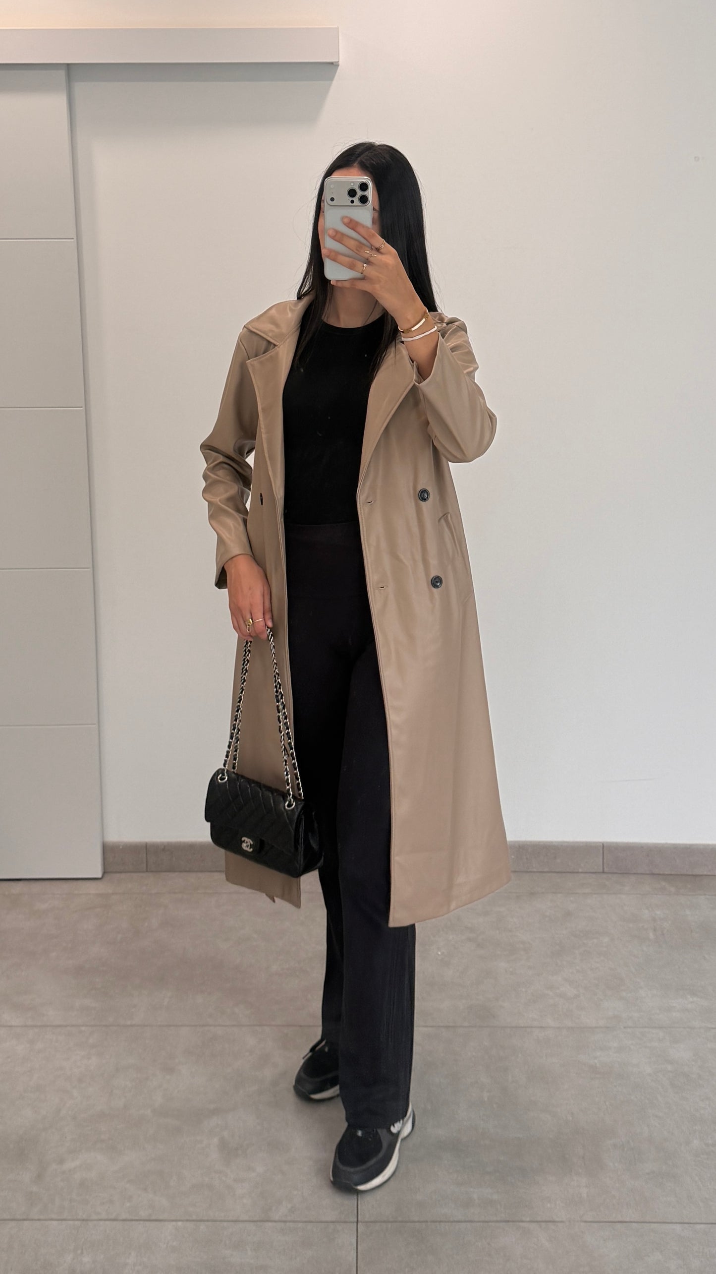 TRENCH EN CUIR - TAUPE