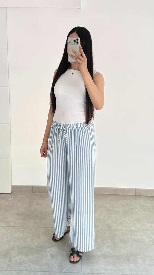 PANTALON À RAYURE FINE - BLEU
