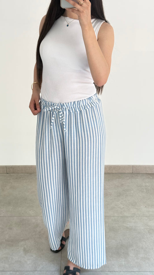 PANTALON À RAYURE FINE - BLEU