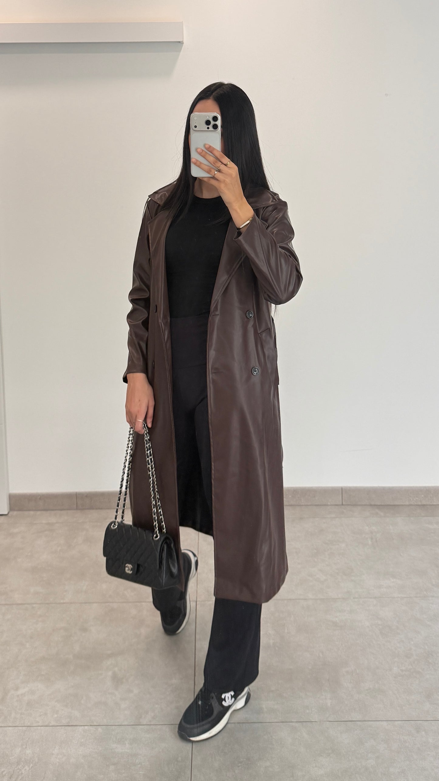 TRENCH EN CUIR - MARRON