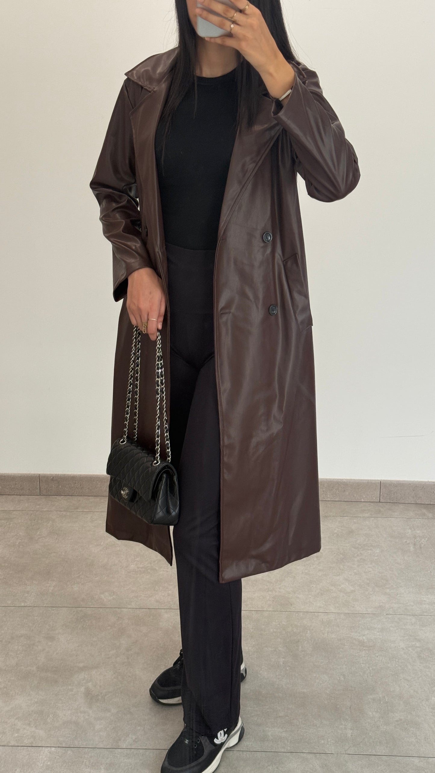 TRENCH EN CUIR - MARRON