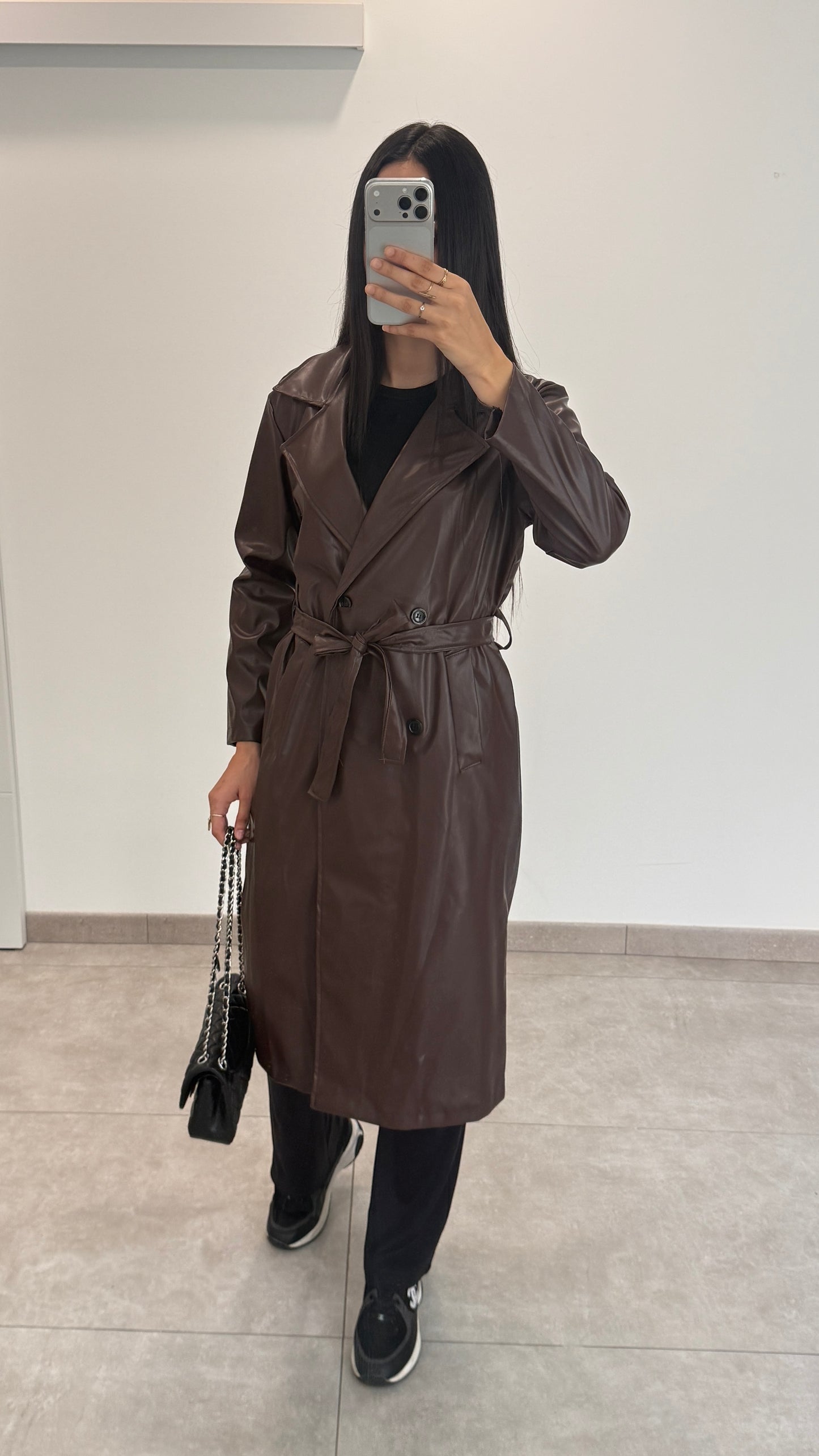 TRENCH EN CUIR - MARRON