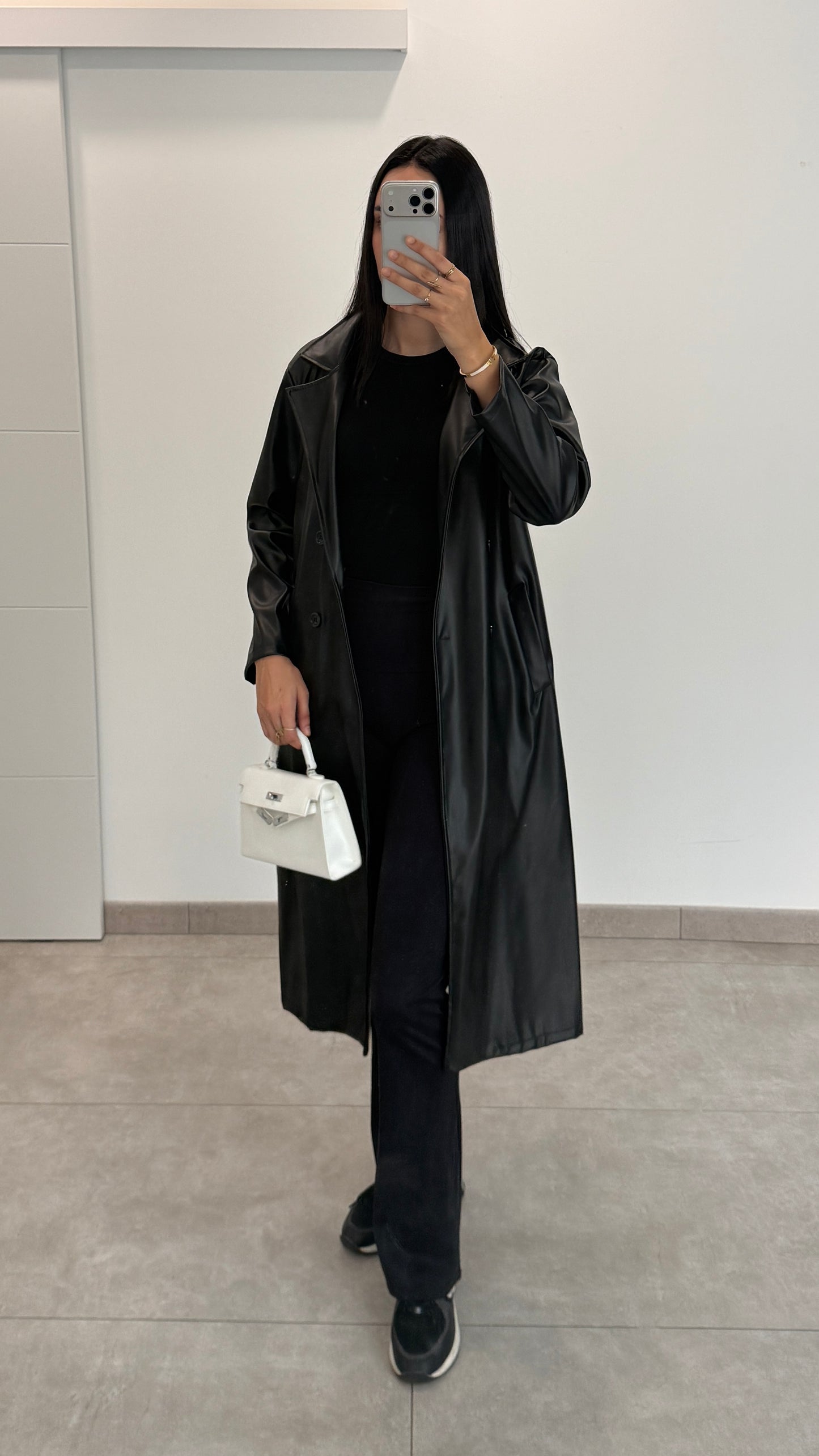 TRENCH EN CUIR - NOIR