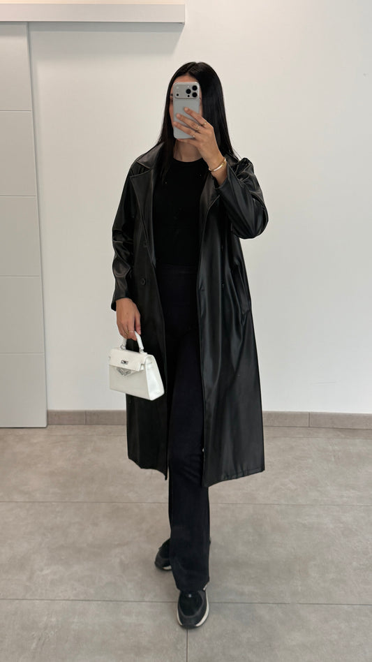 TRENCH EN CUIR - NOIR