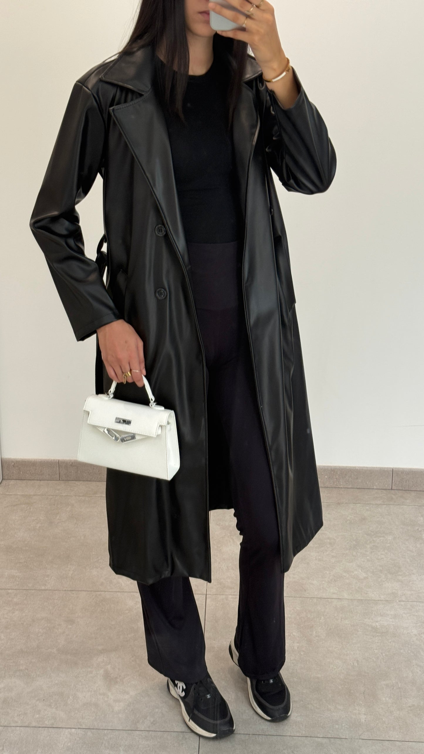 TRENCH EN CUIR - NOIR