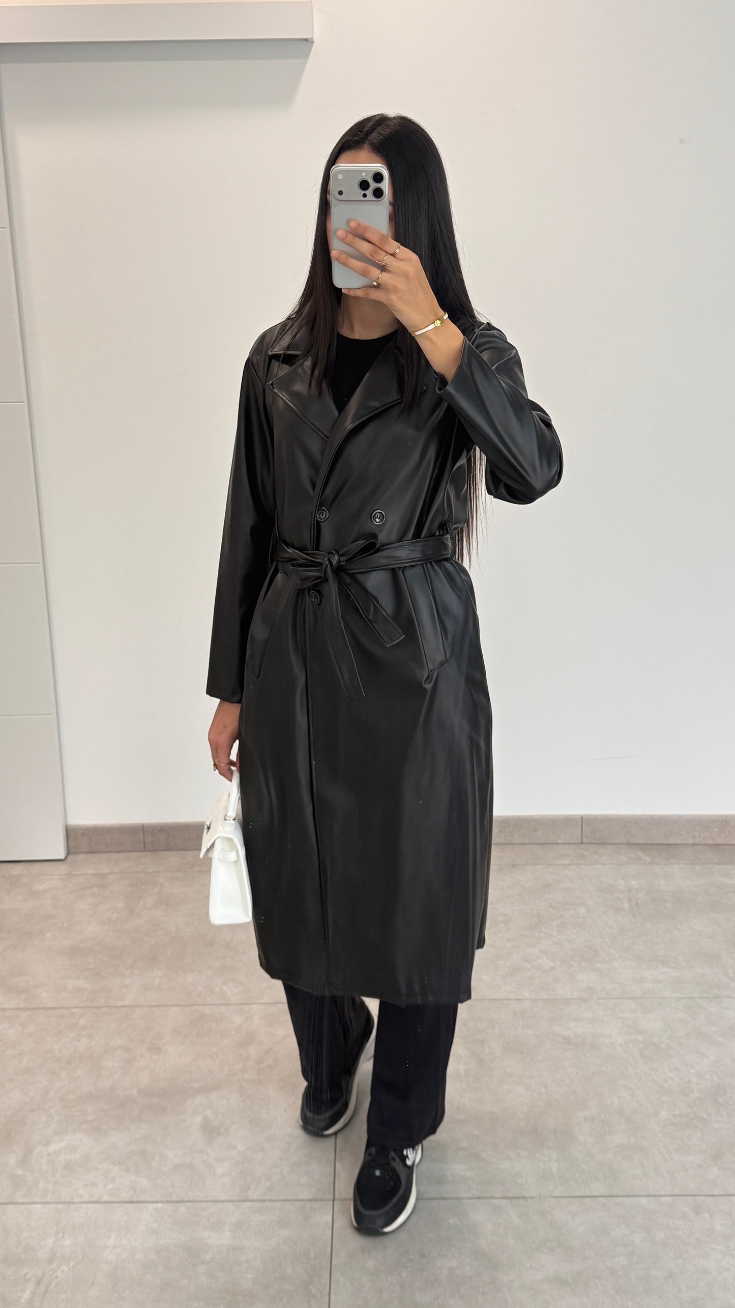 TRENCH EN CUIR - NOIR
