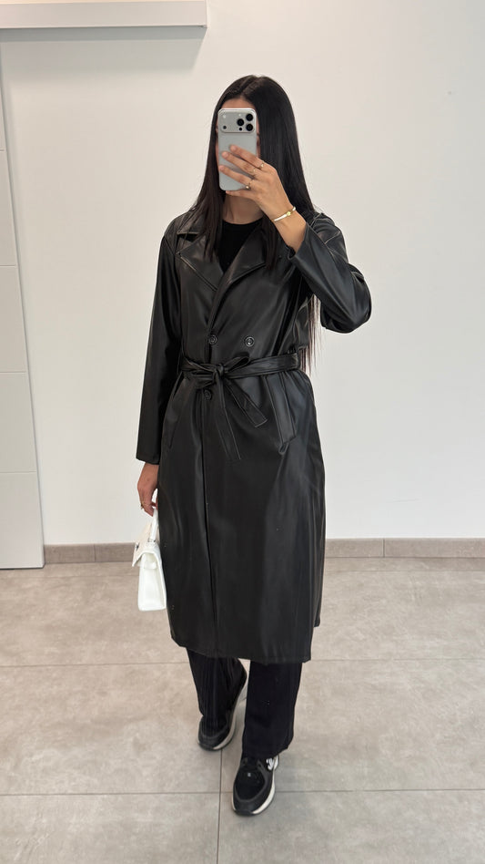 TRENCH EN CUIR - NOIR