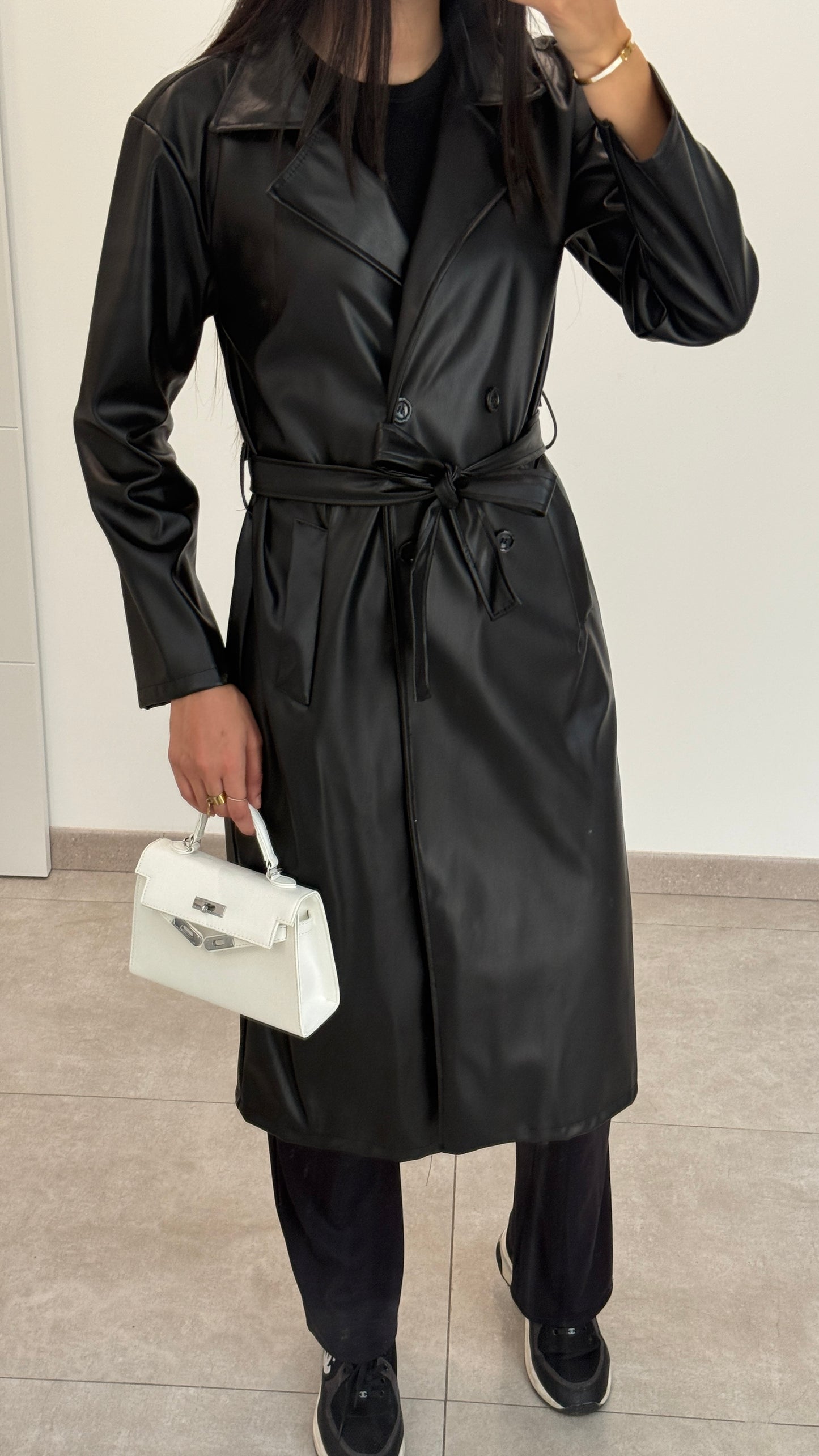 TRENCH EN CUIR - NOIR