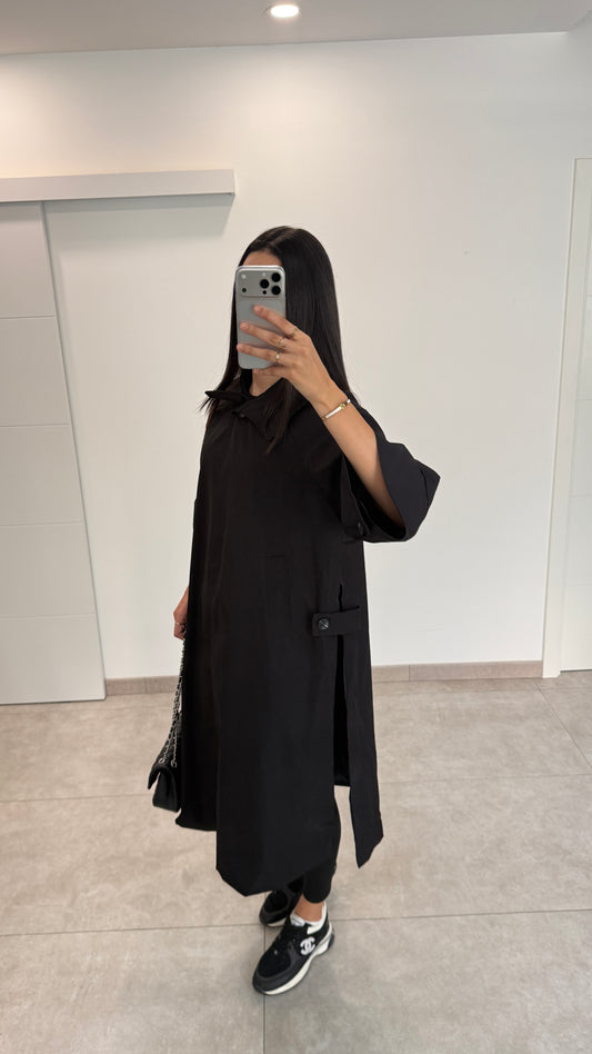 MANTEAU LONG TYPE TRENCH - NOIR