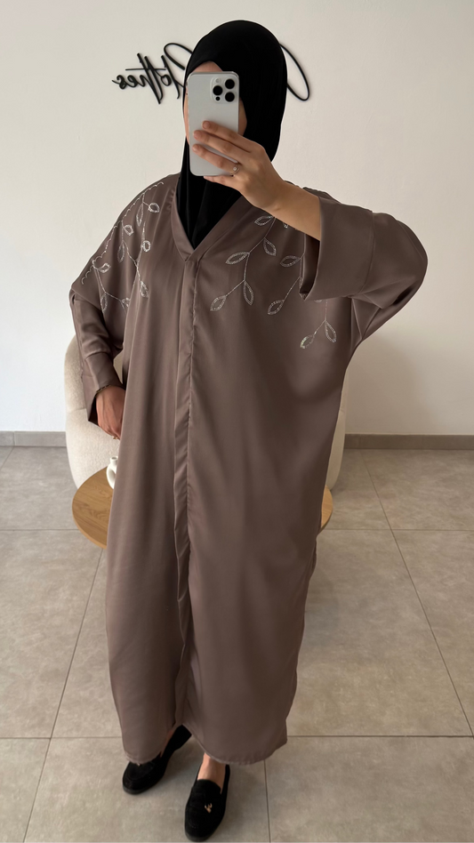 ABAYA STRASS - TAUPE