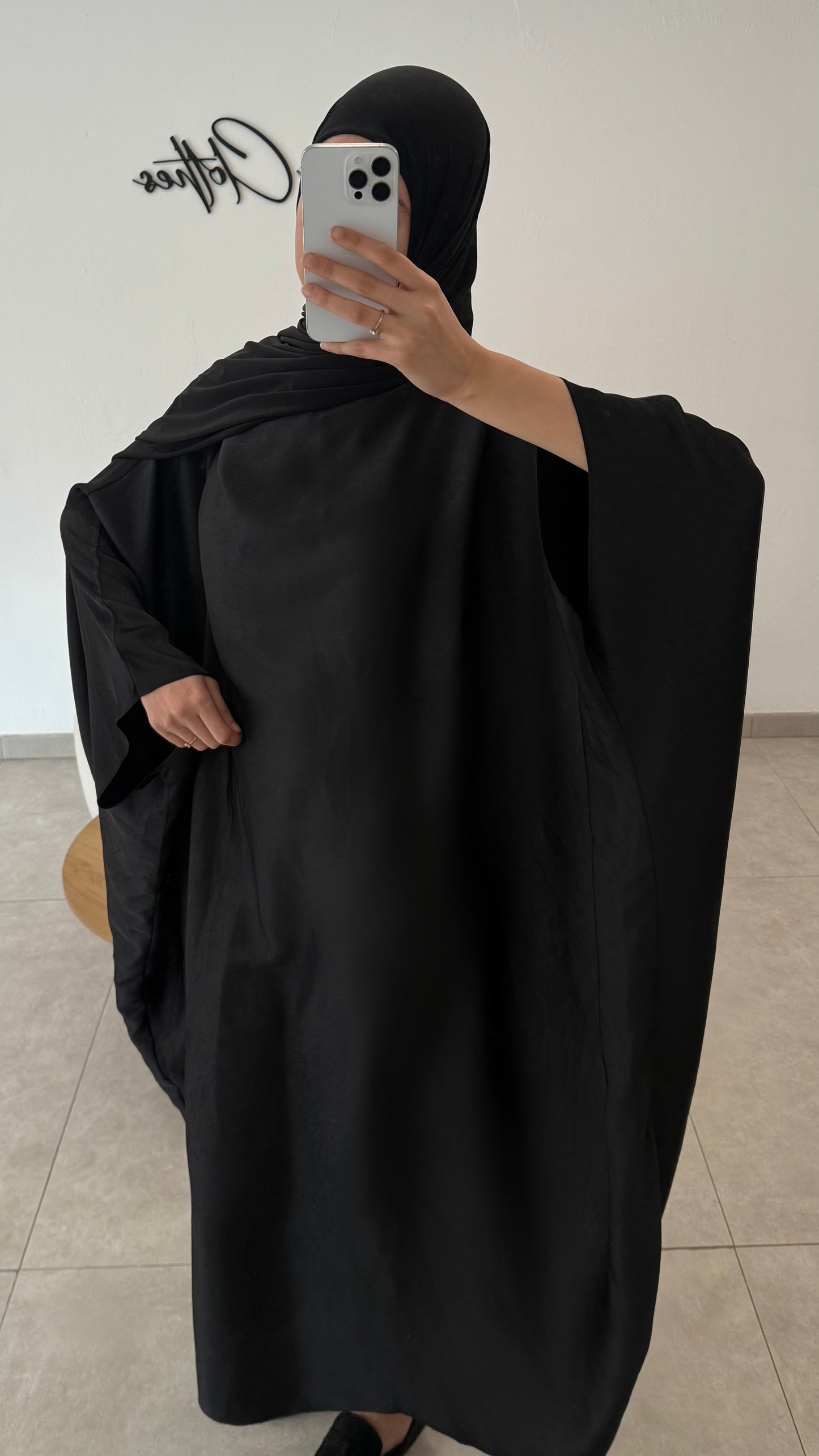 ABAYA SATIN JACQUARD - NOIR