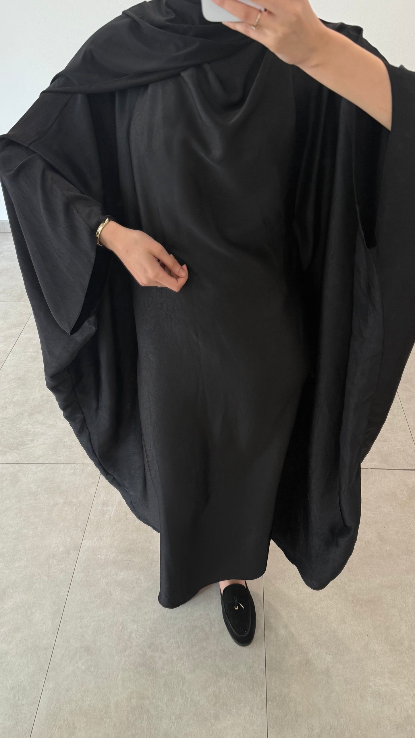 ABAYA SATIN JACQUARD - NOIR