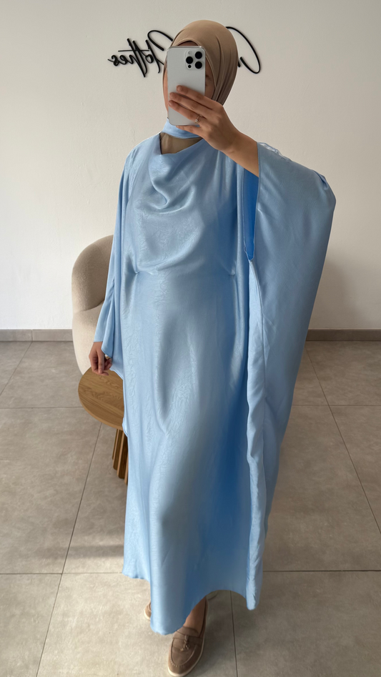 ABAYA SATIN JACQUARD - BLEU CIEL