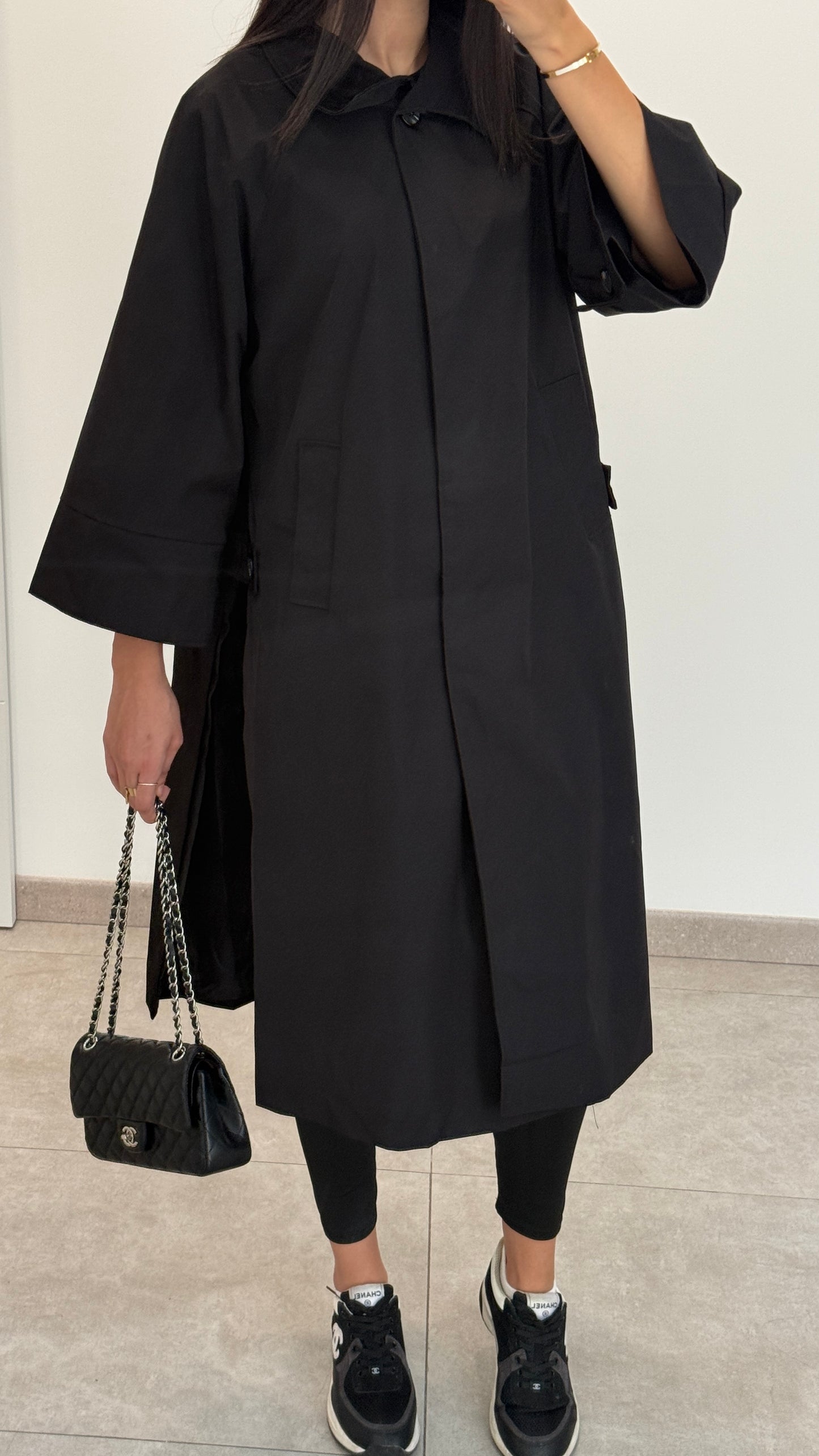 MANTEAU LONG TYPE TRENCH - NOIR