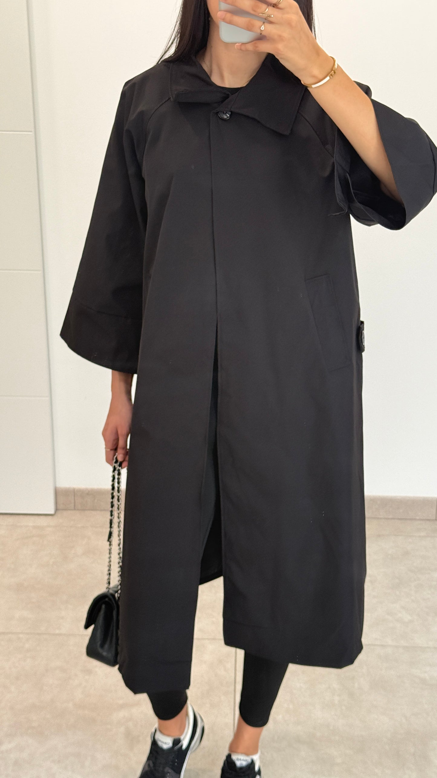 MANTEAU LONG TYPE TRENCH - NOIR