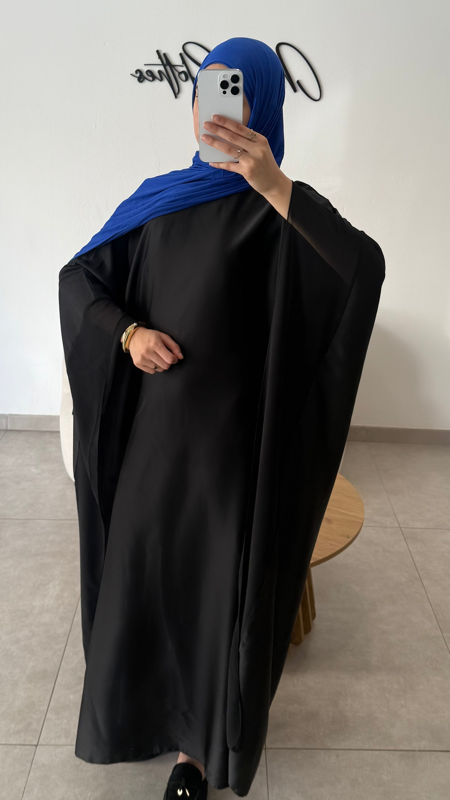 ABAYA SATIN - NOIR