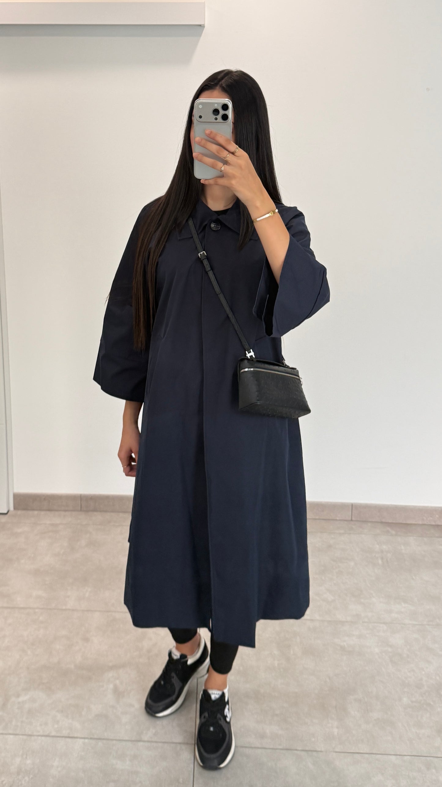 MANTEAU LONG TYPE TRENCH - BLEU MARINE