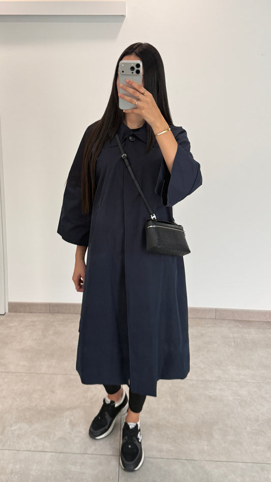 MANTEAU LONG TYPE TRENCH - BLEU MARINE