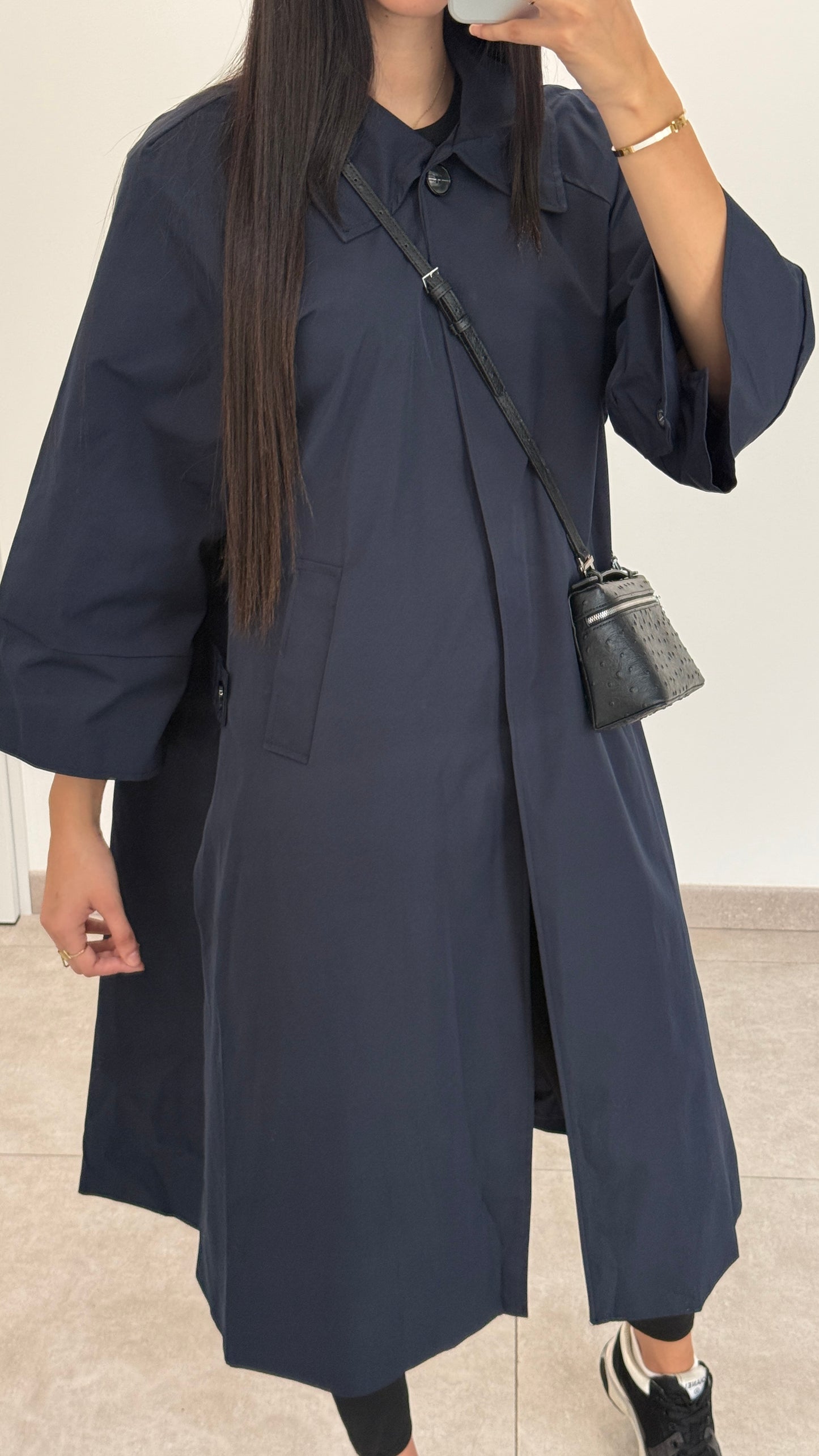MANTEAU LONG TYPE TRENCH - BLEU MARINE